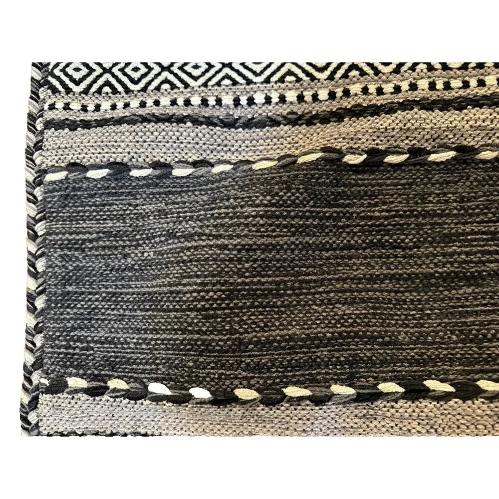 2 SURYA Pillow Covers 23x23 Black Gray Charcoal White Knobby Tassels Floor BOHO